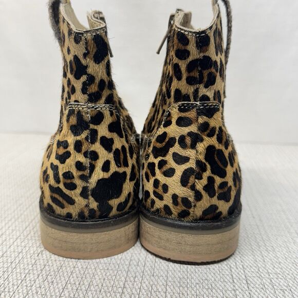 MINI BODEN Made In India Leopard Print Calf Fur Ankle Zip Round Toe Booties 37/6 - Picture 3 of 8